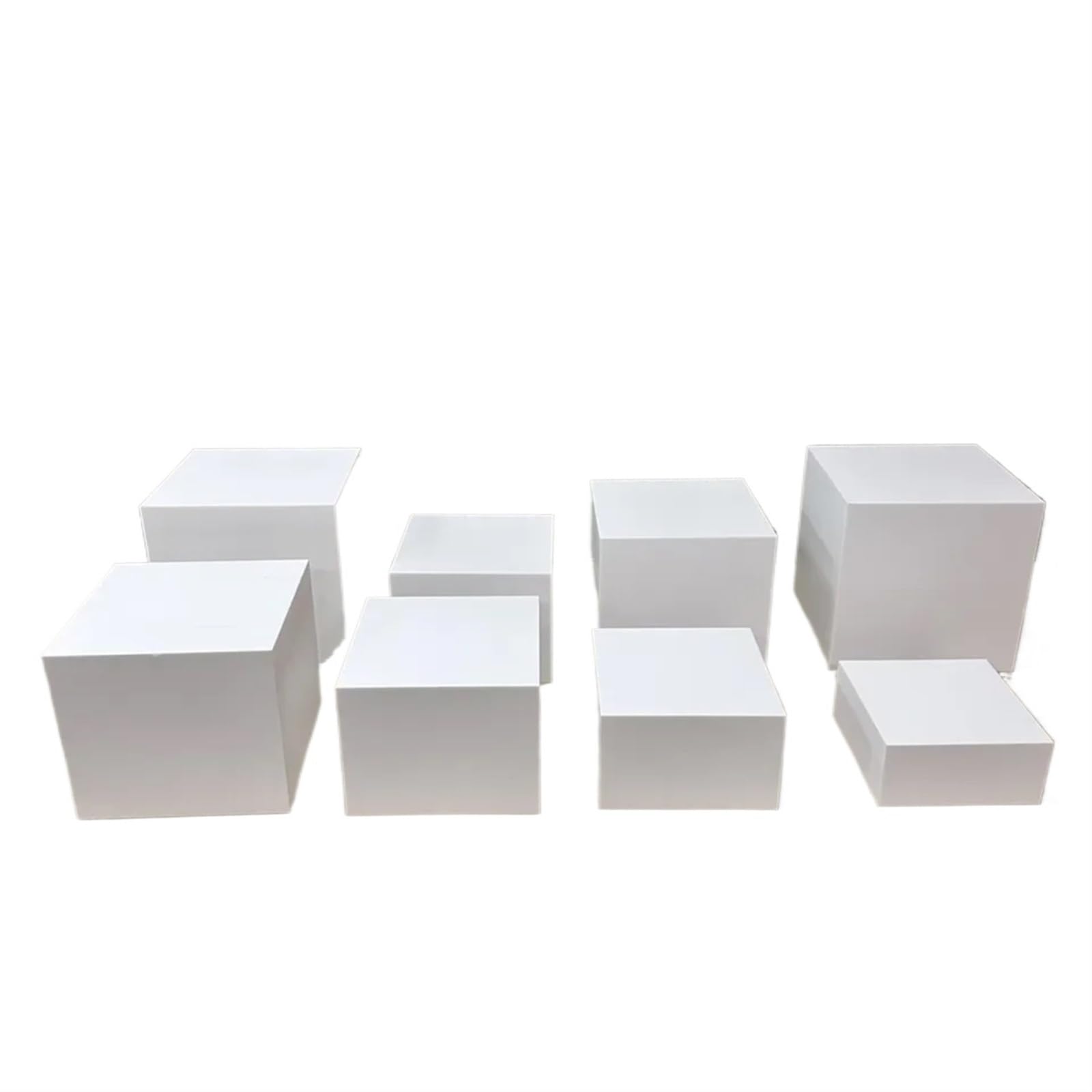 FonHNDG Buffet Riser White Buffet Riser Cube Display Set of 8 Square Food Dessert Stand(White)