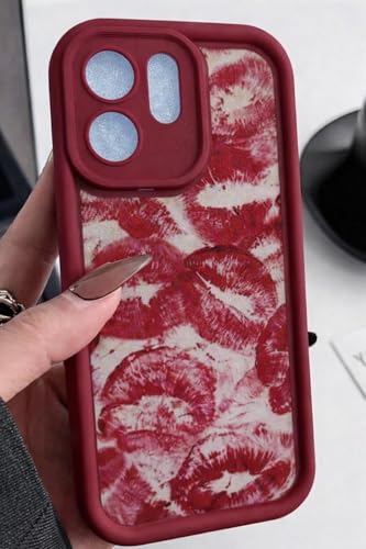 Image of COVERLY Lips Back Case Cover Compatible for Vivo V70 5G | Hot 3D Sexy Lips Retro Embossed | 360 Camera Protection | Lipstick Kiss Print Cute Soft Touch Liquid Silicone Phone Case (TPU | Love Red)