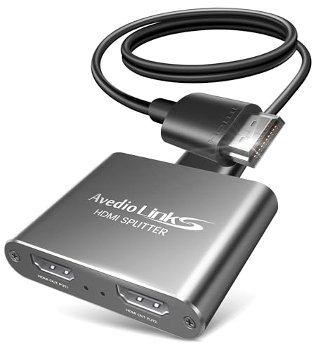 avedio links 4K@60Hz HDMI Splitter, 2 Way 1 in 2 Out HDMI Splitter with 4 ft HDMI Cable for Dual Monitors, 1x2 HDMI 2.0 Splitter Video Distributor Mirror Only (Gray)