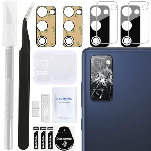 ZHUROUPU 2 Set Rear Back Camera Glass Lens Replacement for Galaxy S20 FE(only Fit S20 FE 6.5 Inch)(black), with Pre-Installed Ad