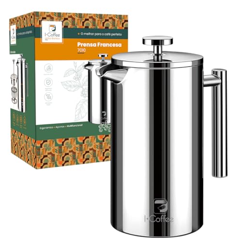 Qual a melhor prensa francesa? 6 opções para comprar em 2026 5 Prensa iCoffee inox 700 ml