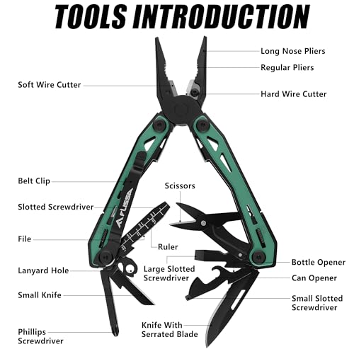 FLISSA-16-in-1-Multi-Tool-Pliers-Stainless-Steel-EDC-Multitool-with-Pocket-Knife-Belt-Clip-and-Oxford-Pouch-Self-locking-Multipurpose-Utility-Multi-Tool-for-Camping-Survival-Outdoor-Activities