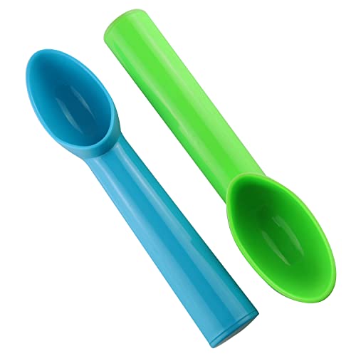 JCBIZ 4pcs Plastic Ice Cream Scoop Fruit Spoons Melon Baller Watermelon Scooper Kitchen Accessories 4 Colors (Orange, Green, Blue, Pink) - Thumbnail 2