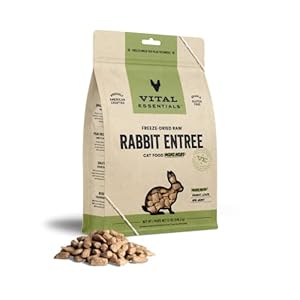 Vital Essentials Freeze Dried Raw Cat Food, Rabbit Mini Nibs Entree, 12 oz
