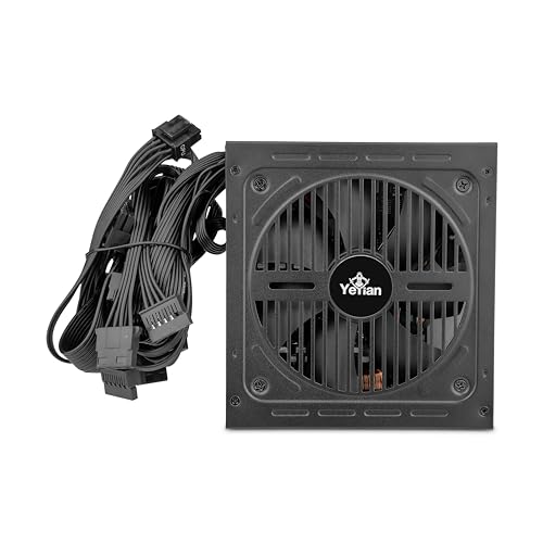 YEYIAN Raiden 500W Fuente de Alimentación No Modular PC 80+ White | PCIE 6+2 | ATX 12V Ver 2.3 | 80 Plus | Cables Planos | Ventilador 120mm | PC Gaming Compatible Intel Nvidia AMD (Negro)