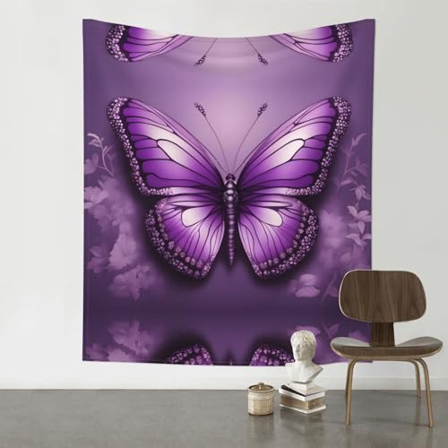 Tapisserie murale imprimée papillon violet drapé mural BROLEO