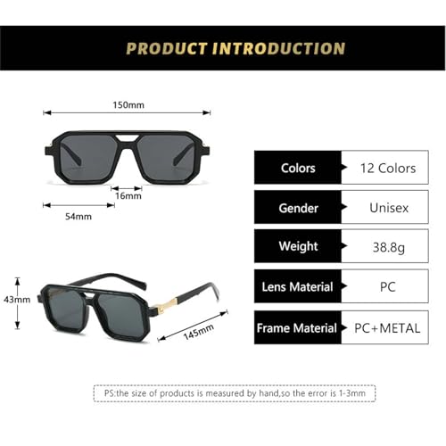 willochra Vintage Double Bridge Squar Flat Pilot Sunglasses Women Men Classic Retro 70s Stylish Frame UV400 Sunglasses F273
