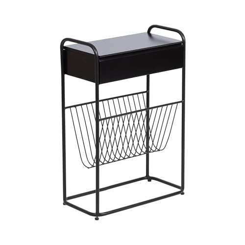 Kate and Laurel Kura Elegant Narrow Side Table, 19 x 9 x 26, Black, Modern Glam Slim Lift-Top Living Room End Table with Bottom Wire Rack for Entryway or Family Room Storage by Kate and Laurel - Used condition - US$105.33