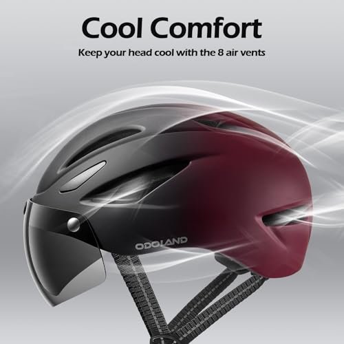 Odoland Bike Helmet with Magnetic Sun Visor for Adults,