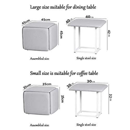 Tabouret ottoman cube gigogne 5 en 1 pour salon et salle à manger modulable vert - 3