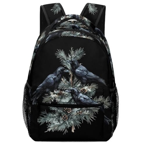 Black Ravens Perched on The Branches Funny Backpack Casual Daypack Lightweight Shoulders Bag for Men Women Cute Print
