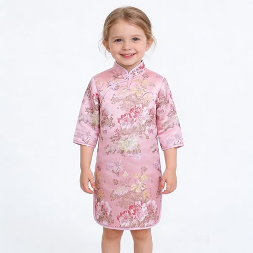 Vestido chino para niña Peony Rose Qipao rosa talla 16 miniatura 6