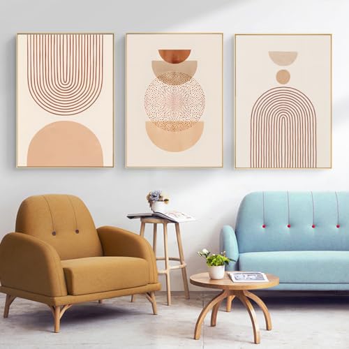 Ligne artistique murale de prestige, lot de 3 posters géométriques abstraits KXHHYB de grande taille