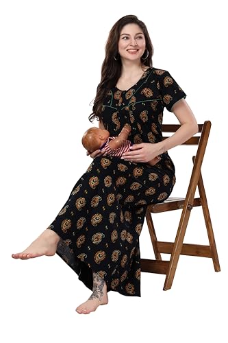 Image of AV2 Women's Polyester Maxi Maternity Feeding Nighty