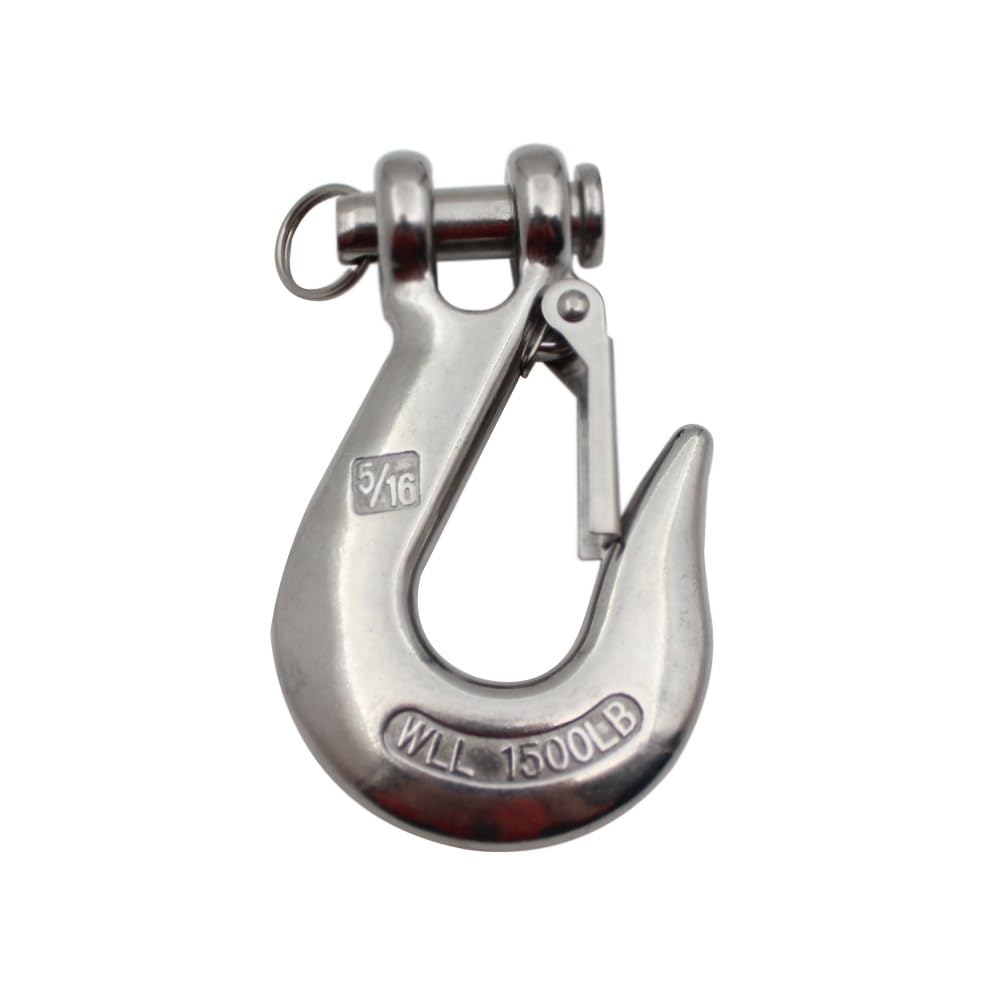 Heavy Duty SS304 Stainless Steel Hoist Cargo Lifting Chain Eye Jaw Swivel Hook with Latch(1500kg)