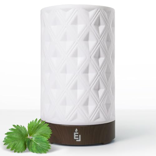 Earnest Living Essential Oil Diffuser for Home White Ceramic Aromatherapy Diffuser 100ml Timers Night Lights Auto Off Function Essential Oils for Diffusers for Home Electric Aroma Diffuser Office Gift