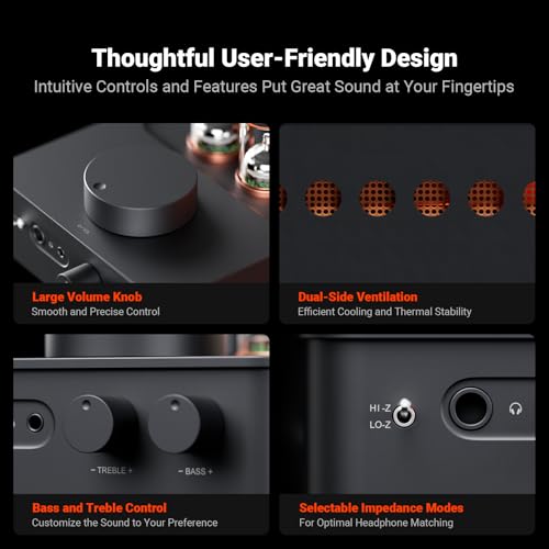 Image of Fosi Audio GR70 Tube Headphone Amp Preamp, Authentic Tube-Amplification with Vacuum 5654W*2 & 6AC7*2, Mini HiFi Preamplifier for Home Audio, 3.5mm & 6.35mm Jacks Supporting 16-300 ohms Impedance
