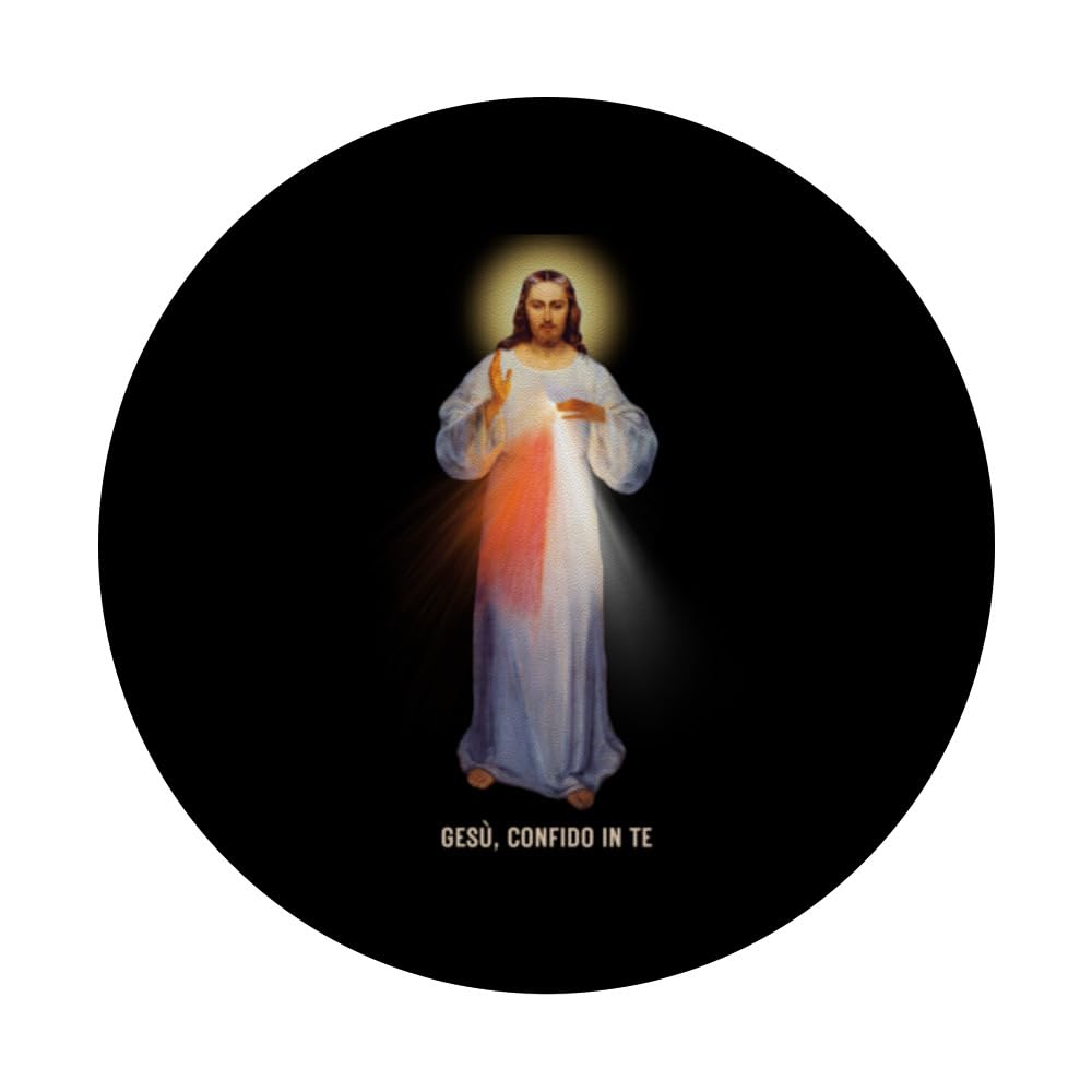 Gesù, Confido In Te Divine Mercy Image with text in Italian PopSockets Swappable PopGrip, Black - Image 3