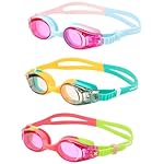 Hurley Kids Swim Goggles - 3 Pack UV Protection Anti-Fog Leak Proof Kids Goggles - Adjustable Wakiki Swimming Accessories