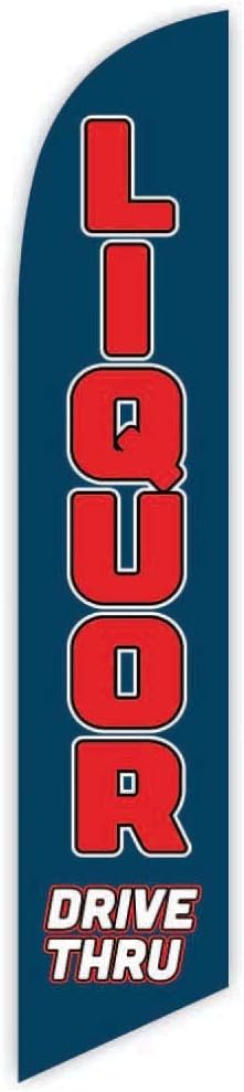Liquor (Black) Advertising Feather Flag 12ft - Replacement Flag Only (without Poleset)