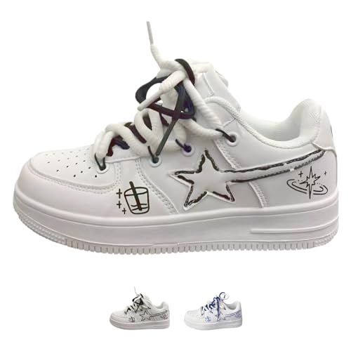 Star Graffiti Platform Shoes Fashion Chunky Sneakers Women Casual Aesthetic Basketball Skateboard Shoes Couple Shoes