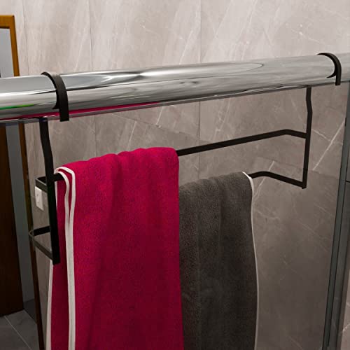 Suporte Duplo Porta Toalhas Toalheiro Box Preto Fosco 60cm