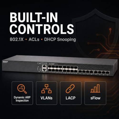 Image of Ruckus ICX8200-24FX Managed Switch, 16x 1 /10GbE SFP+ Fiber, 8x 25GbE SFP28 Uplinks - Stackable Enterprise Switch, 3-Yr Remote TAC Included, TAA Compliant
