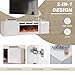 EROMMY 70'' Wall Mounted Floating TV Stand with 36'' Electric Fireplace, High Gloss Entertainment Center with Storage, 12 Flame Color Heater for TVs Up to 80'', All White TV Console for Living Room
