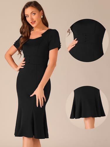 Image of Allegra K Vintage 50s Dress for Women's Retro Cocktail Work Mermaid Midi Dress