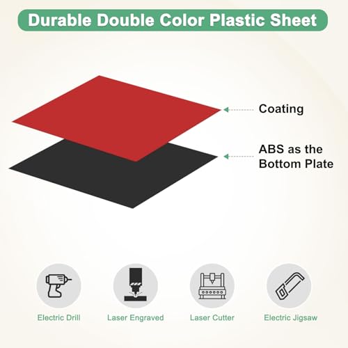 Image of M METERXITY 12-Pack Double Color Laser Engraving Blanks 7x11 Inch,1.3mm Thick ABS Plastic Sheet Engraved Material for Name Plate /Yard Signs /Laser Cutting /DIY Carving /Craft[Red /Black]
