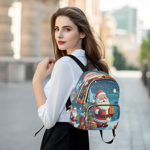 Image of ALAZA Pine Tree Santa Claus Snow Xmas Women Backpack Purse Ladies Fashion Shoulder Bag Daypack Travel Bag 10L