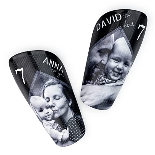 Wanapix | Espinilleras de Fútbol Personalizadas para Niños | Acabado Premium y Textura Hexagonal | con Foto, Nombre y Número | Protección Integral | Personalización Total - Talla S