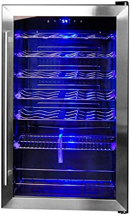 SMETA 35 Bottle Wine Refrigerator - Freestanding Touchscreen Wine Cooler, Black and Stainless Steel