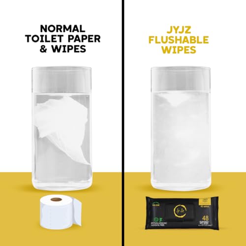Image of Flushable Wet Wipes, 6 Pack (288 Wipes), New & Improved Lemon Fresh, Disposable, Biodegradable, XL, Aloe & Vitamin-E, Marine Life Friendly, Utterly Smooth, Bespoke Freshness, Irresistible!