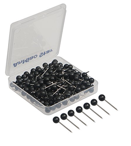 Anmiao Star 1/8 Inch Map Tracks, Push Pins Plastic Round Head, Steel Point, Black Colors, 100-Count #TOP1