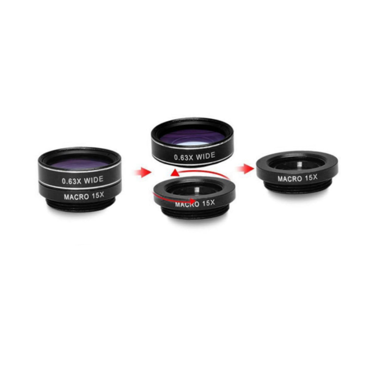 Set di Lenti per Smartphone 7 in 1 Clip, Metallo e Vetro | Nero, Riduce i Riflessi Sul Vetro, Alta Definizione, per Smart Phone e Telefono, Accessorio Fotografico