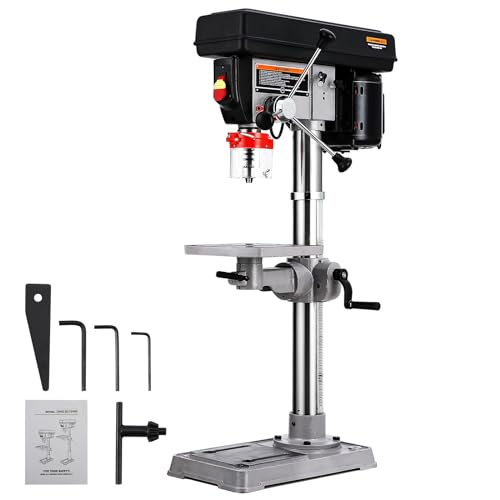 Garvee 13 in Benchtop Drill Press, 7.5 Amp 120V, 288-3084 RPM Variable Speed Cast Iron Bench Drill Press, 0-45°Tilting Worktable, Tabletop Drilling M