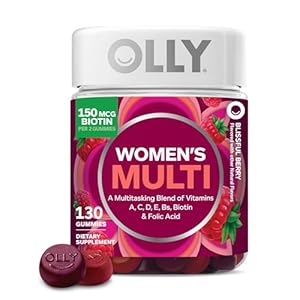 OLLY Women’s Multivitamin Gummy, Women’s Overall Wellness,* Vitamins A, C, D, E, Biotin, Folic Acid, Adult Chewable Supplement, Berry Flavored, 65 Day Supply – 130 Count
