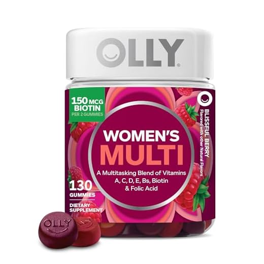 OLLY Women's Multivitamin Gummy, Vitamins A, D, C, E, Biotin, Folic Acid, Adult Chewable Vitamin, Berry Flavor, 65 Day Supply - 130 Count (Packaging May Vary)