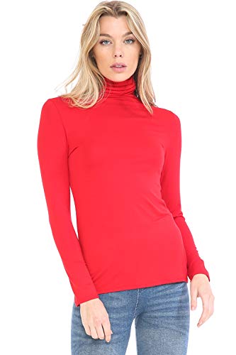 Image of Women's Lightweight Long Sleeve Turtleneck Top Pullover Sweater (S-3XL)