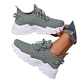 Chaussures de Sport Femme Confortables avec Semelle Souple et Design Respirant en Tissu Aéré pour Tenue Décontractée (Green, 38) #79