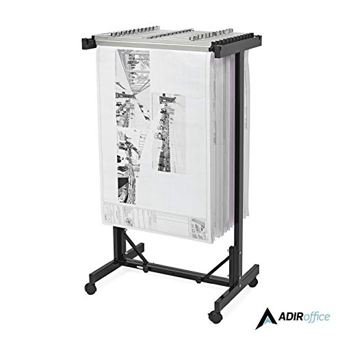 Adir Mobile Blueprint Storage - Horizontally Adjustable Vertical Poster Display Rack/Plans Holder - File Organizer Stand For Home, Office (Black) #TOP7