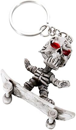 Shoresu Keychain, Creative Skull Skeleton Skateboard Pendant Key Chain Keyring Keyfob Strange Toys