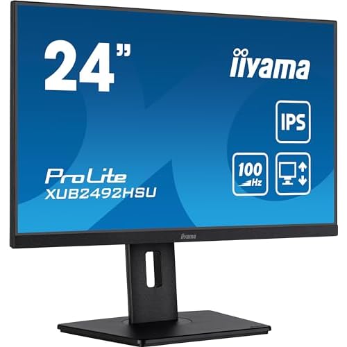 iiyama Prolite XUB2492HSU-B6 60,5cm 23,8" IPS LED-Monitor Full-HD 100Hz HDMI DP USB3.2 Höhenverstellung Pivot FreeSync schwarz