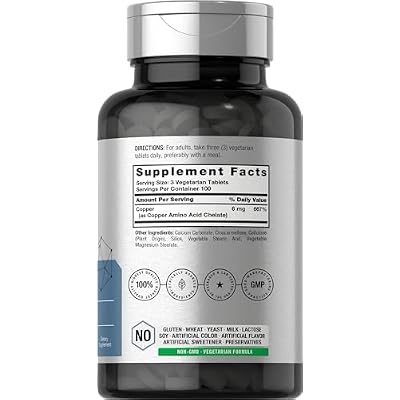 Horbaach Chelated Copper Supplement 6mg | 300 Tablets | Essential Trace Mineral | Vegetarian, Non-GMO, Gluten Free