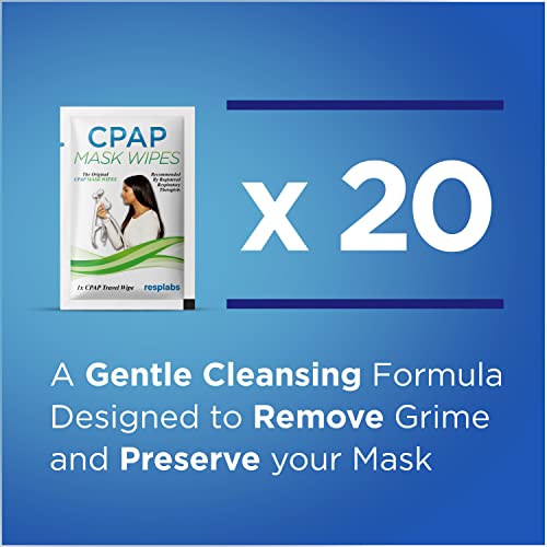 Resplabs Cpap Mask Cleaning Wipes - Unscented, Alcohol-Free Cleaner For All Masks, Cushions, Supplies - 20 Individually Wrapped Wipe Pack #TOP4