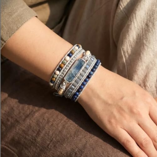 Image of YGLINE Boho Handmade Wrap Leather Tube Crystal Stone Bracelet for Women