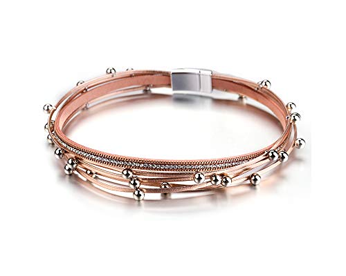 Image of Fesciory Leather Wrap Bracelets for Women, Boho Western Layered Jewelry | Layered leather cuff bracelets, Easy on and off, Boho western style, Daily wear, Gift for women
