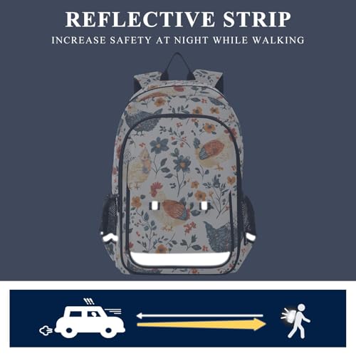 Sac à dos ordinateur enfants fleurs sauvages avec dos rembourré