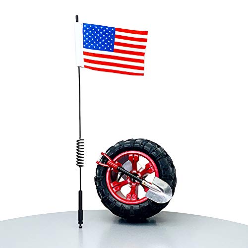 Image of CB Miniature Spare Tire Flag Shovel Creative Off-Road Mini Rigs Build For Car Automotive Styling, Body Shop Decoration, Red Wheel-America Flag